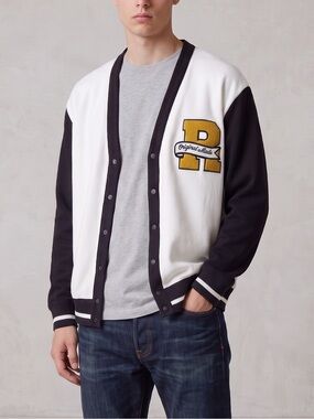 Zara Varsity Letter Knit Button Up Cardigan Streetwear Retro Prep Size Medium
